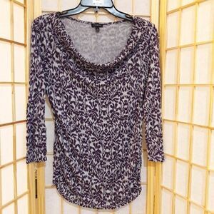 Talbots Cowl Neck Geometric Print Blouse